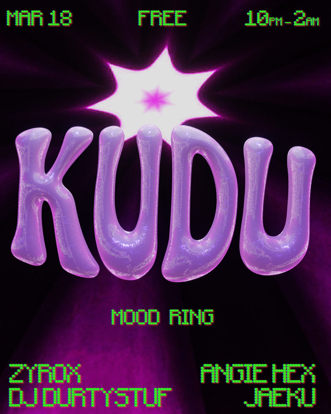 Kudu: Angie Hex, DJ Durtystuf, Jæku, zyrox