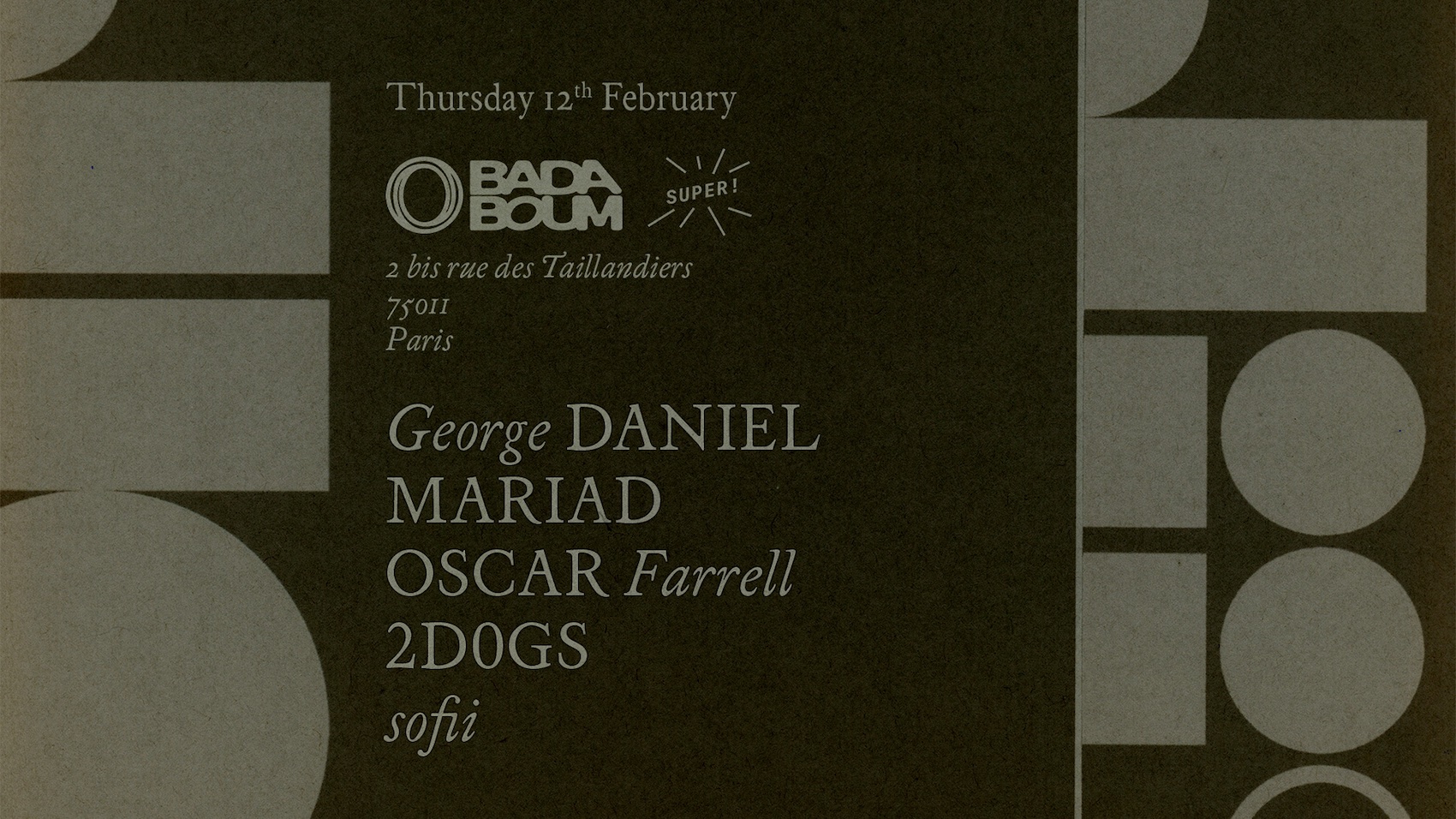 Club — dh2 Night: George Daniel, MARIAD, Oscar Farrell, 2D0GS, sofii