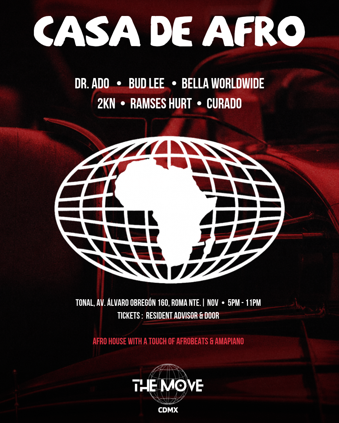 Flyer de Casa De Afro - F1 Weekend - Afro House Experience