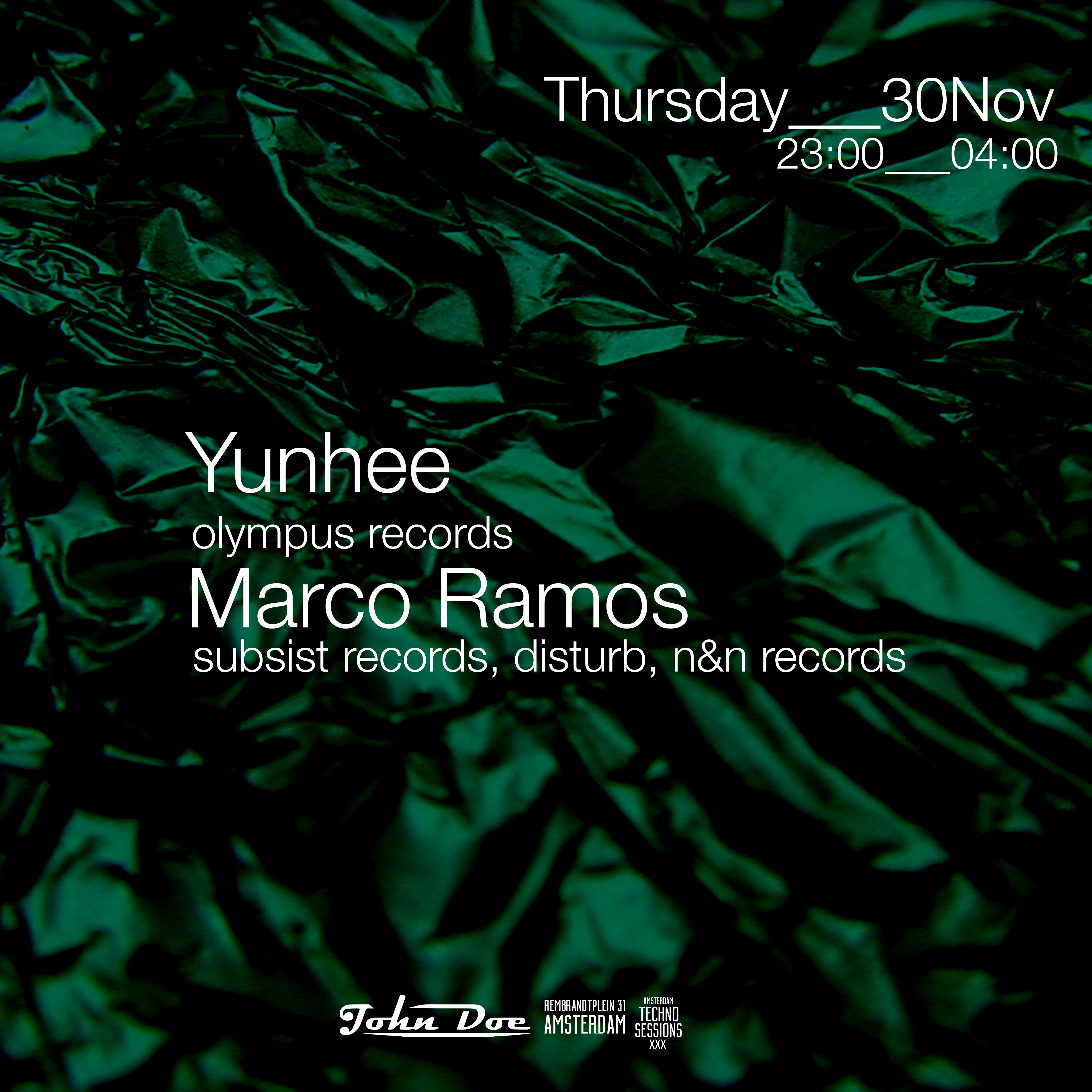 Amsterdam Techno Sessions w/ Yunhee and Marco Ramos at John Doe, Amsterdam