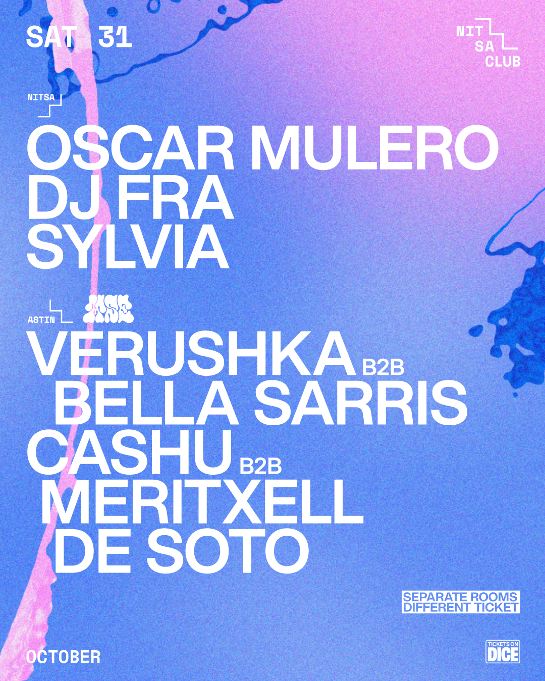Oscar Mulero / Me siento extraña: Verushka b2b Bella Sarris · Cashu b2b Meritxell De Soto