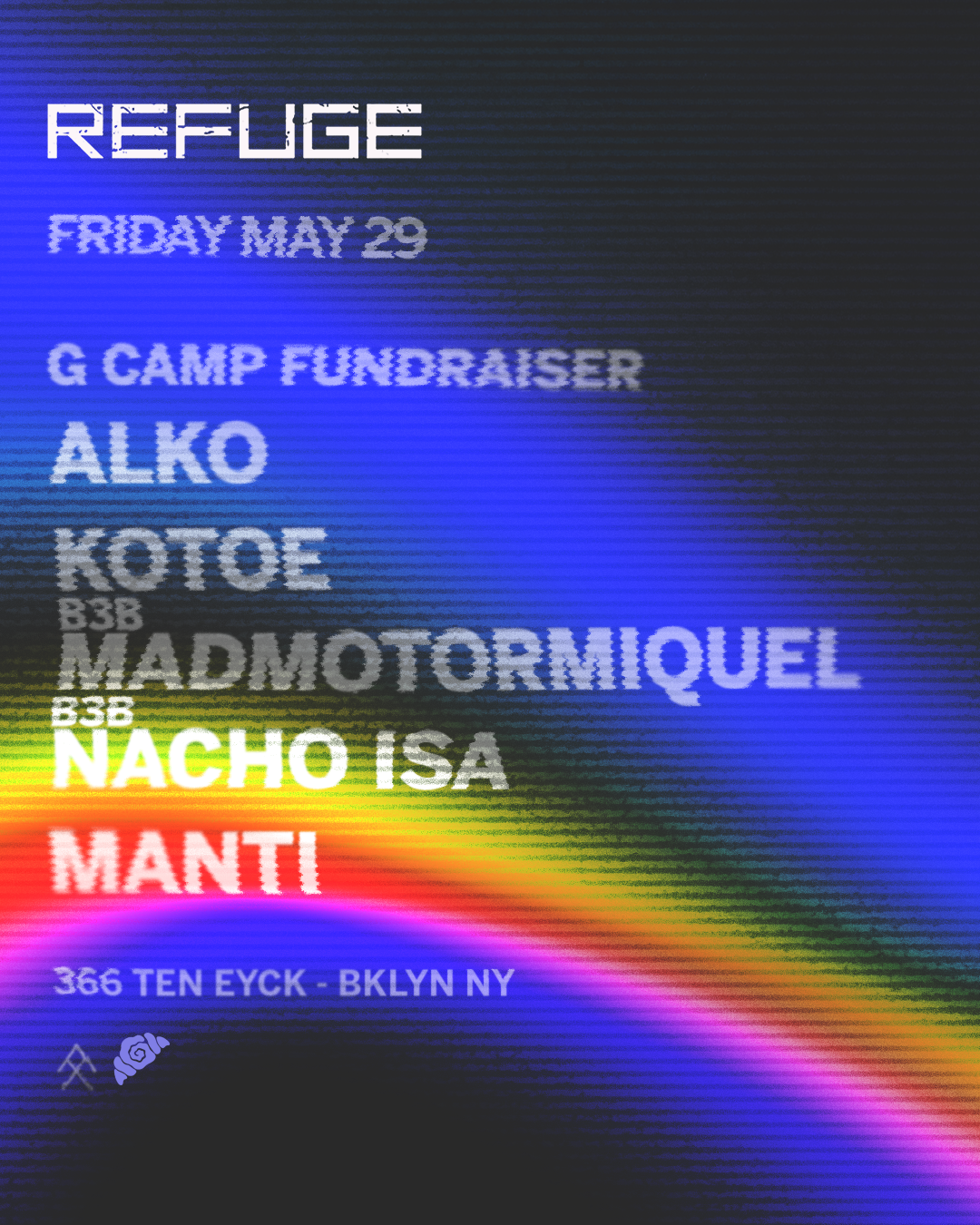 Refuge Friday: G Camp Fundraiser with Kotoe, Madmotormiquel, Nacho Isa, MANTi