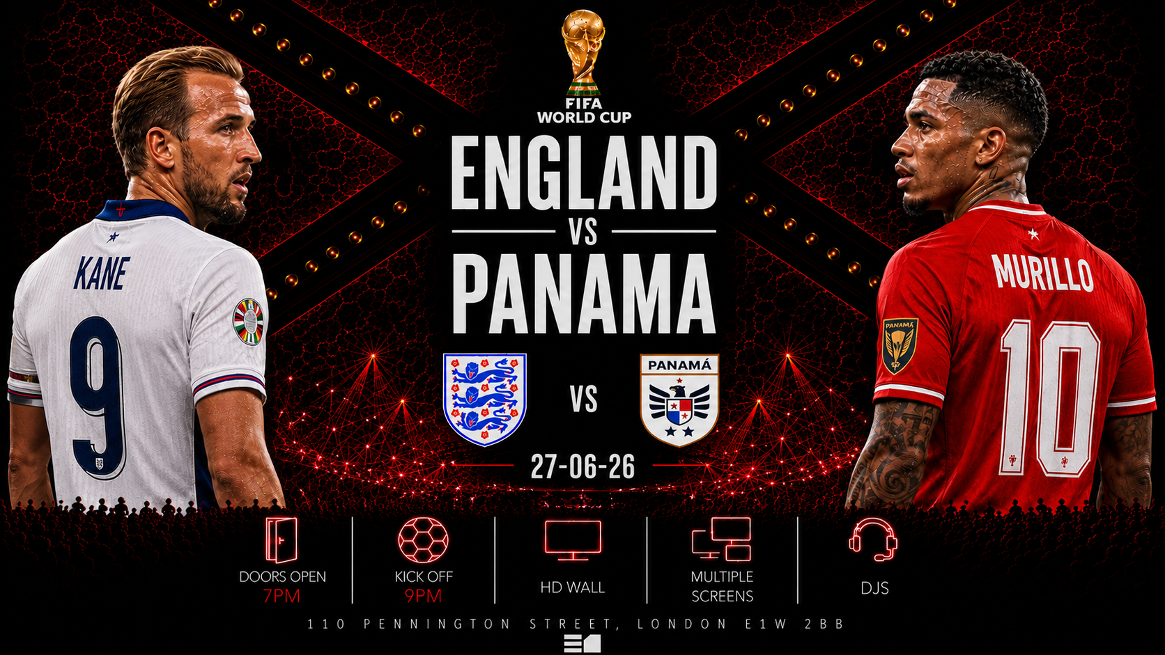 England and Panama - Game on. Party after
