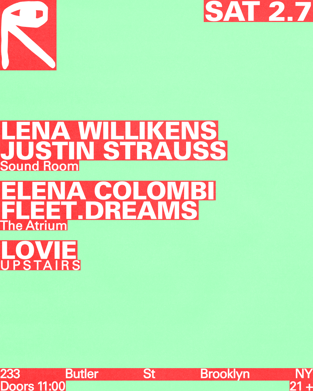 Lena Willikens + Justin Strauss / Elena Colombi + fleet.dreams / Lovie