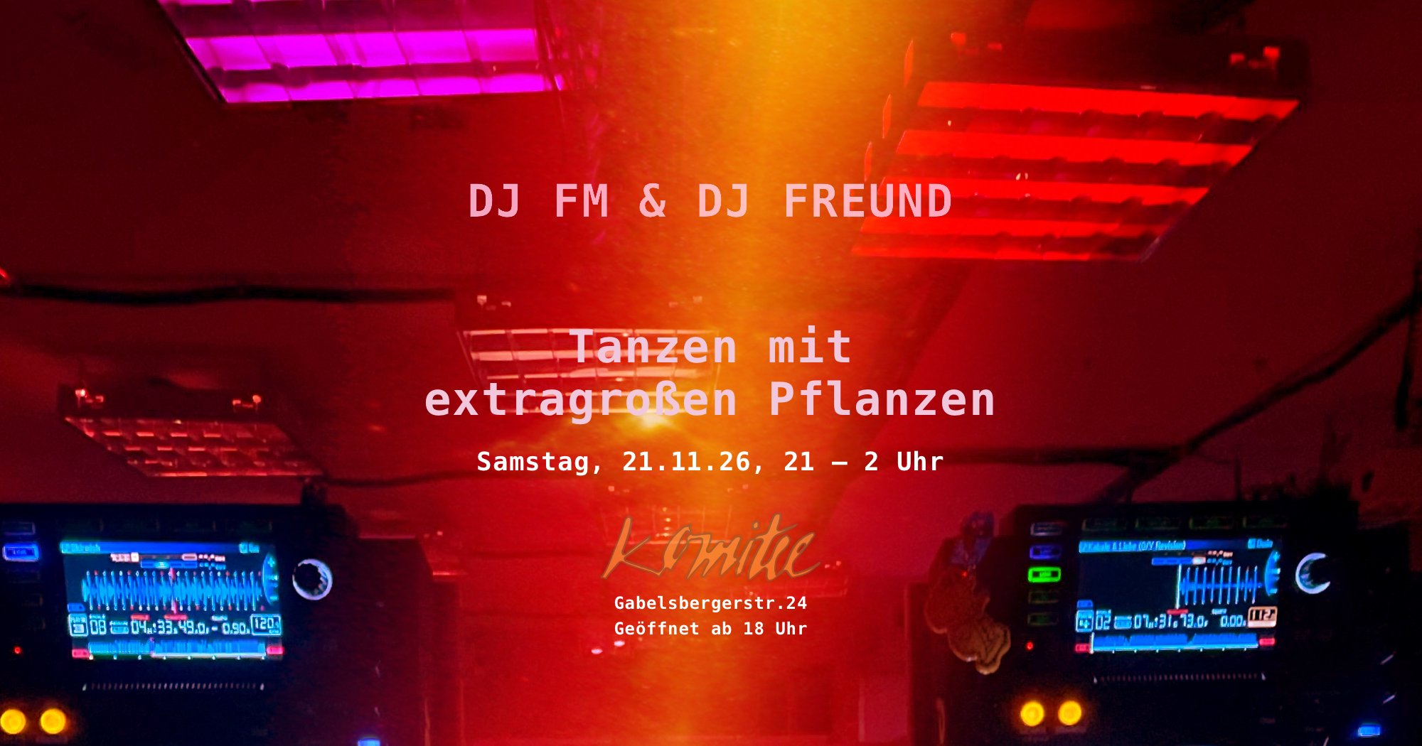 Tanzen mit extragroßen Pflanzen: DJ FM & DJ FREUND im Komitee