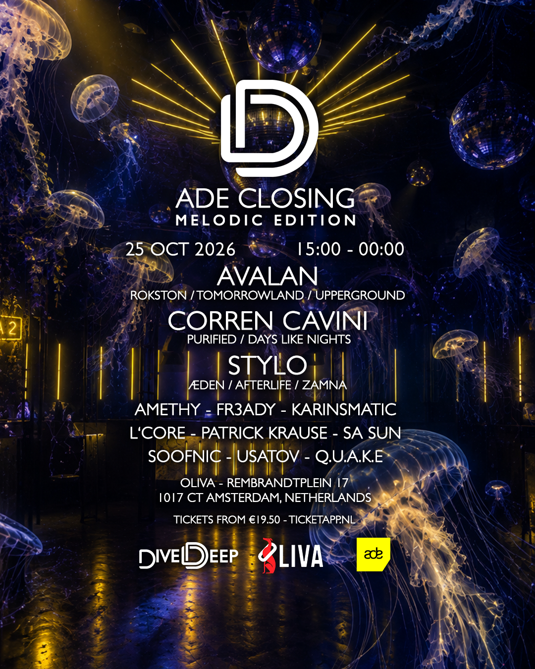 Dive Deep: ADE Closing - Melodic Edition w/ AVALAN, Corren Cavini, Stylo