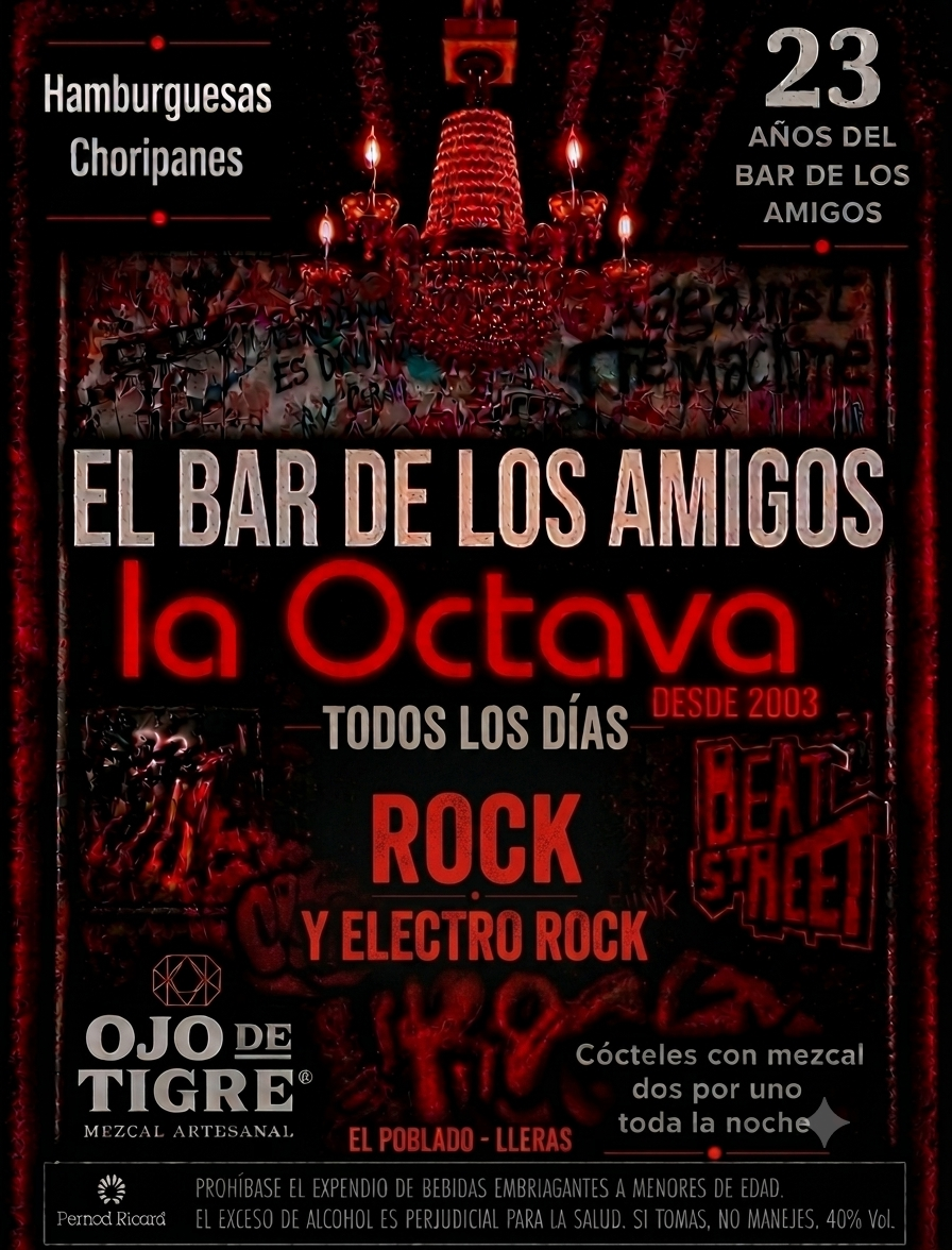 La Octava bar en El Lleras Poblado, Electrorock, Alternativo, Rock, Electronica