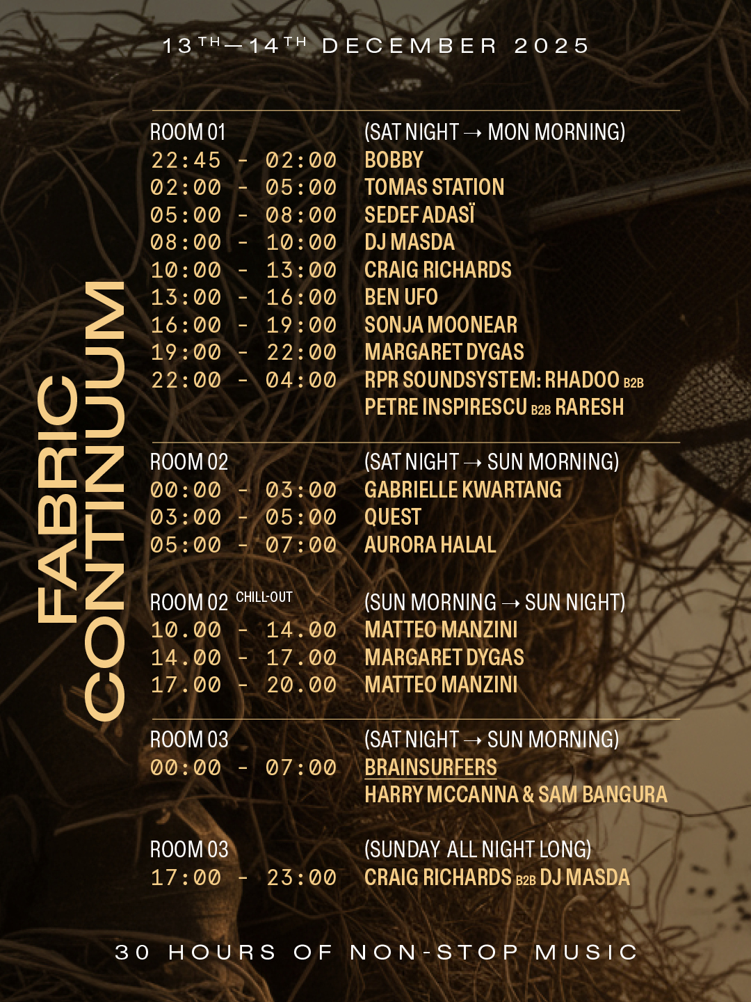 Continuum: RPR Soundsystem, Ben UFO, Craig Richards, Gabrielle Kwarteng, Quest, Aurora Halal