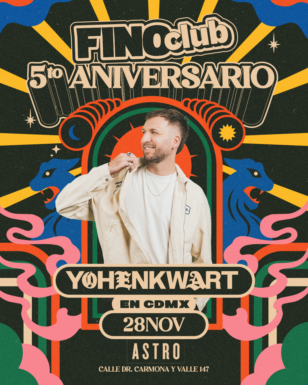 Flyer de YoHenkwart en CDMX (Fino Club 5to aniversario)