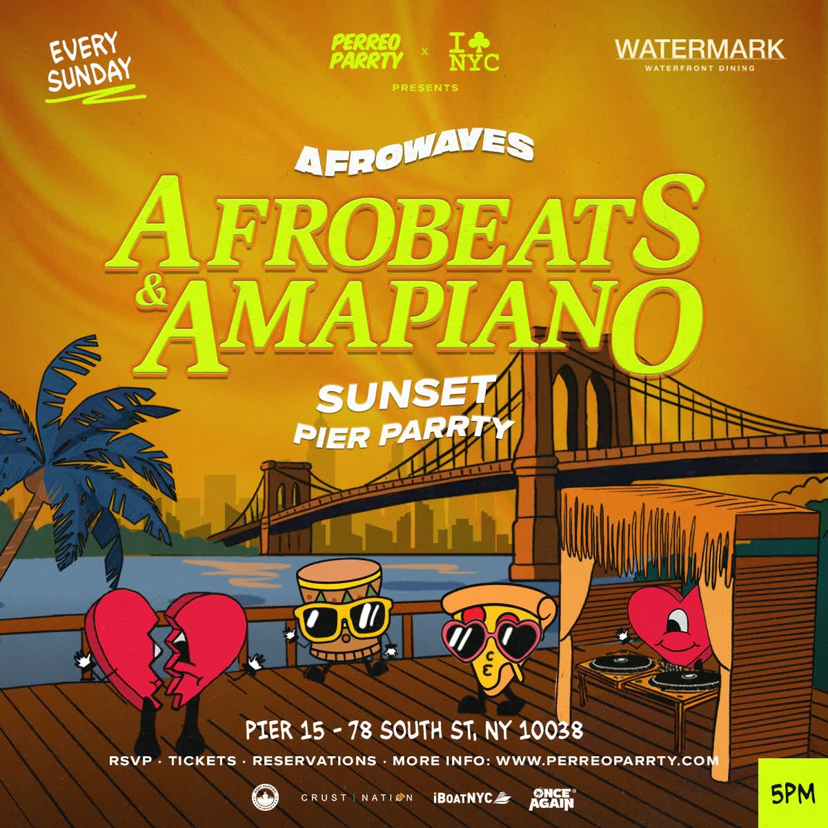 AfroWaves NYC: Afrobeats & Amapiano Sunset Party on the Pier [ Open – Air ] - Watermark
