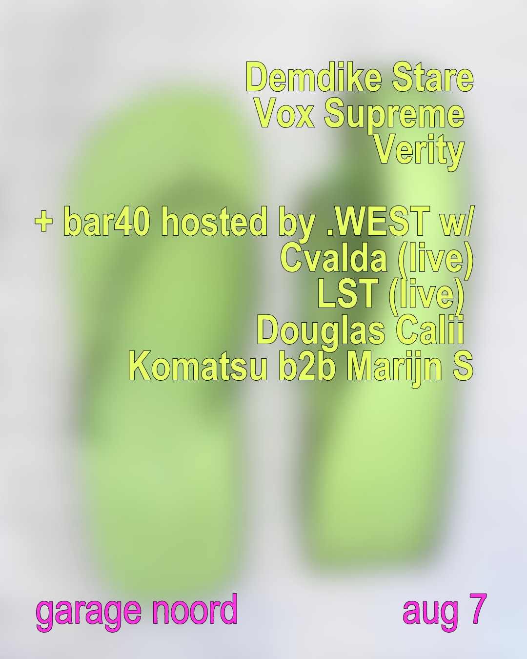 Demdike Stare, Verity, Vox supreme + bar40 hosted by .WEST