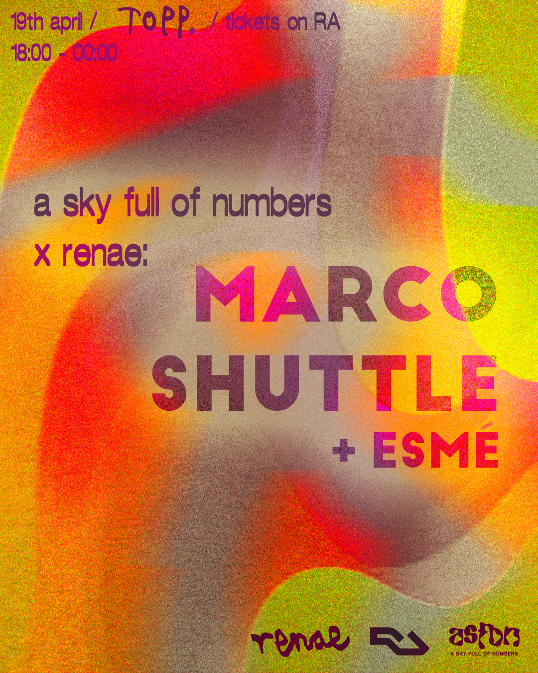 a sky full of numbers x renae: Marco Shuttle & Esmé