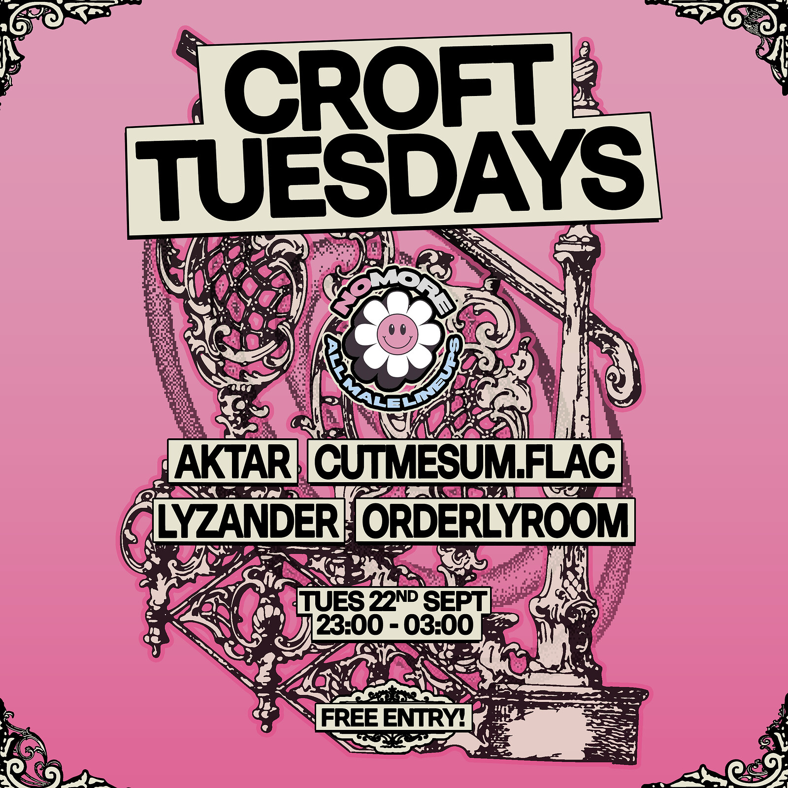 Croft Tuesdays: No More All Male Lineups w/ Aktar, CUTMESUM.FLAC + more at The Croft, Bristol