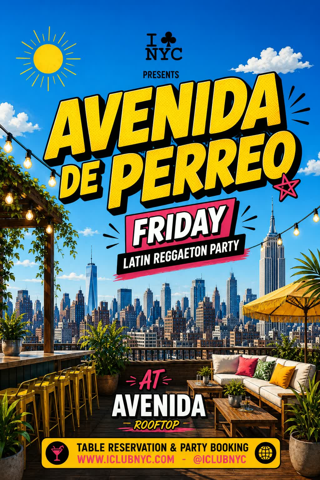 #1 AVENIDA DE PERREO – Latin Reggaeton Rooftop Party - Avenida NYC