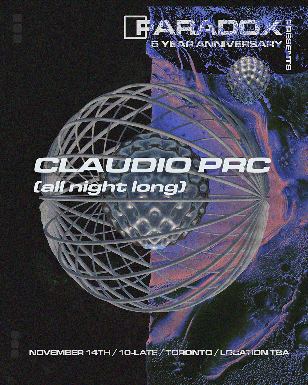 PARADOX Celebrates: 5 Year Anniversary with Claudio PRC (all Night Long) flyer