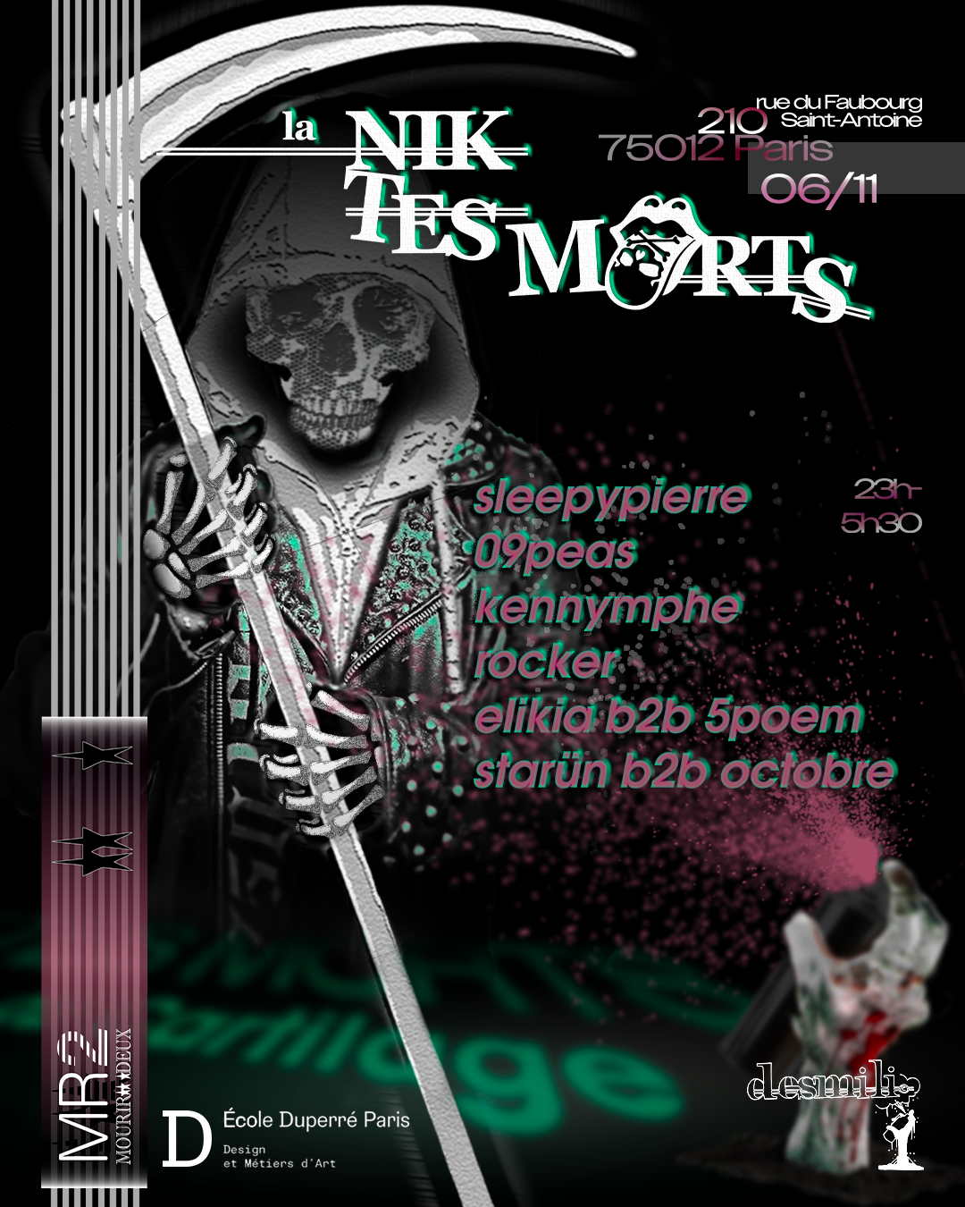 LA 'NIK TES MORTS' Mourirdeux x Duperré in Paris, France