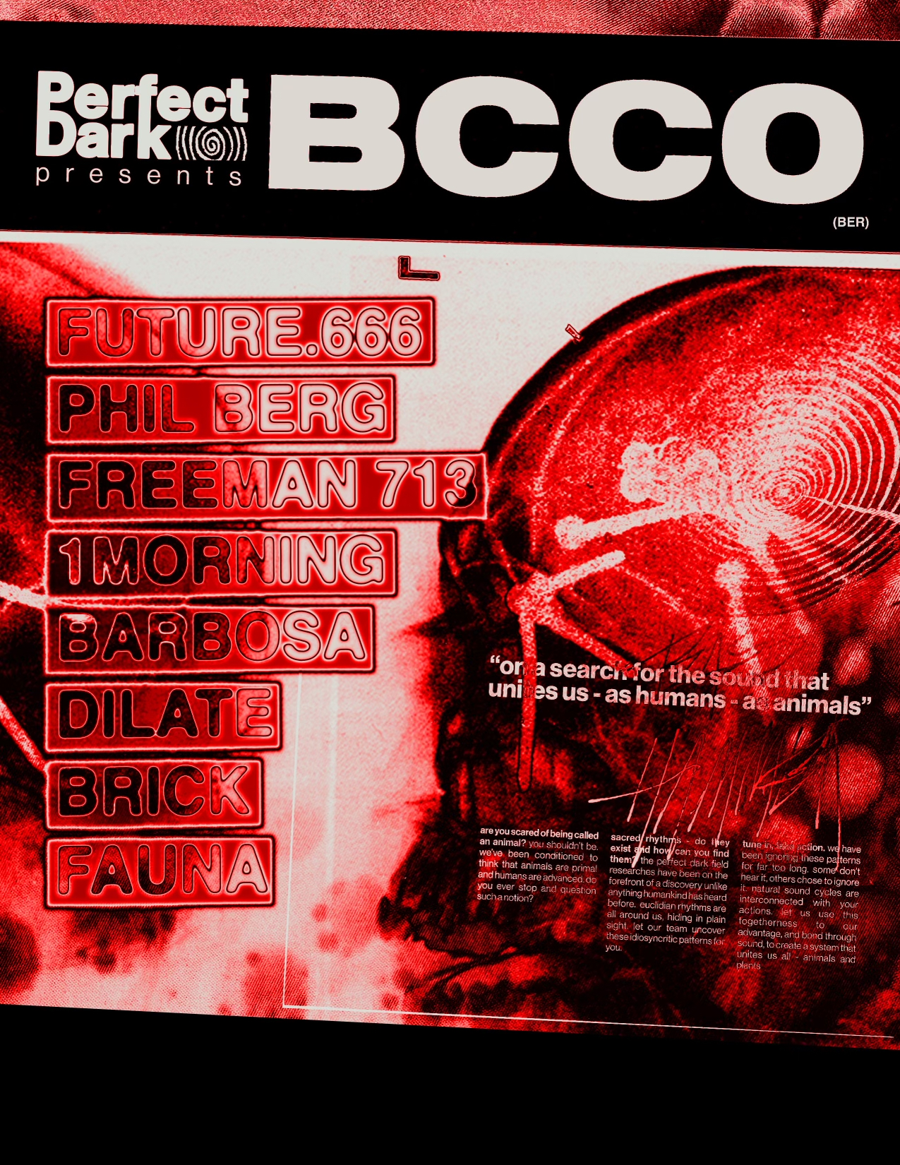 Perfect Dark x BCCO: future.666, Phil Berg, Freeman 713, Barbosa flyer