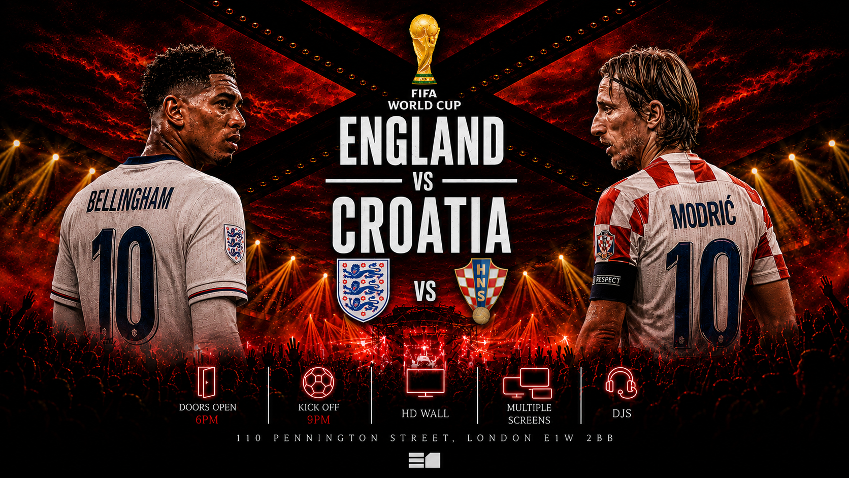 England vs Croatia - Game on. Party after