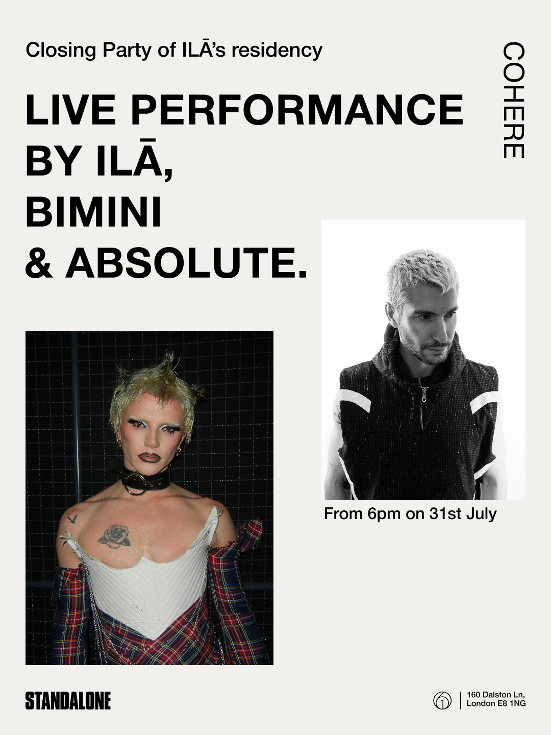 ILĀ Live + DJs Bimini & ABSOLUTE. Closing residency night at STANDALONE