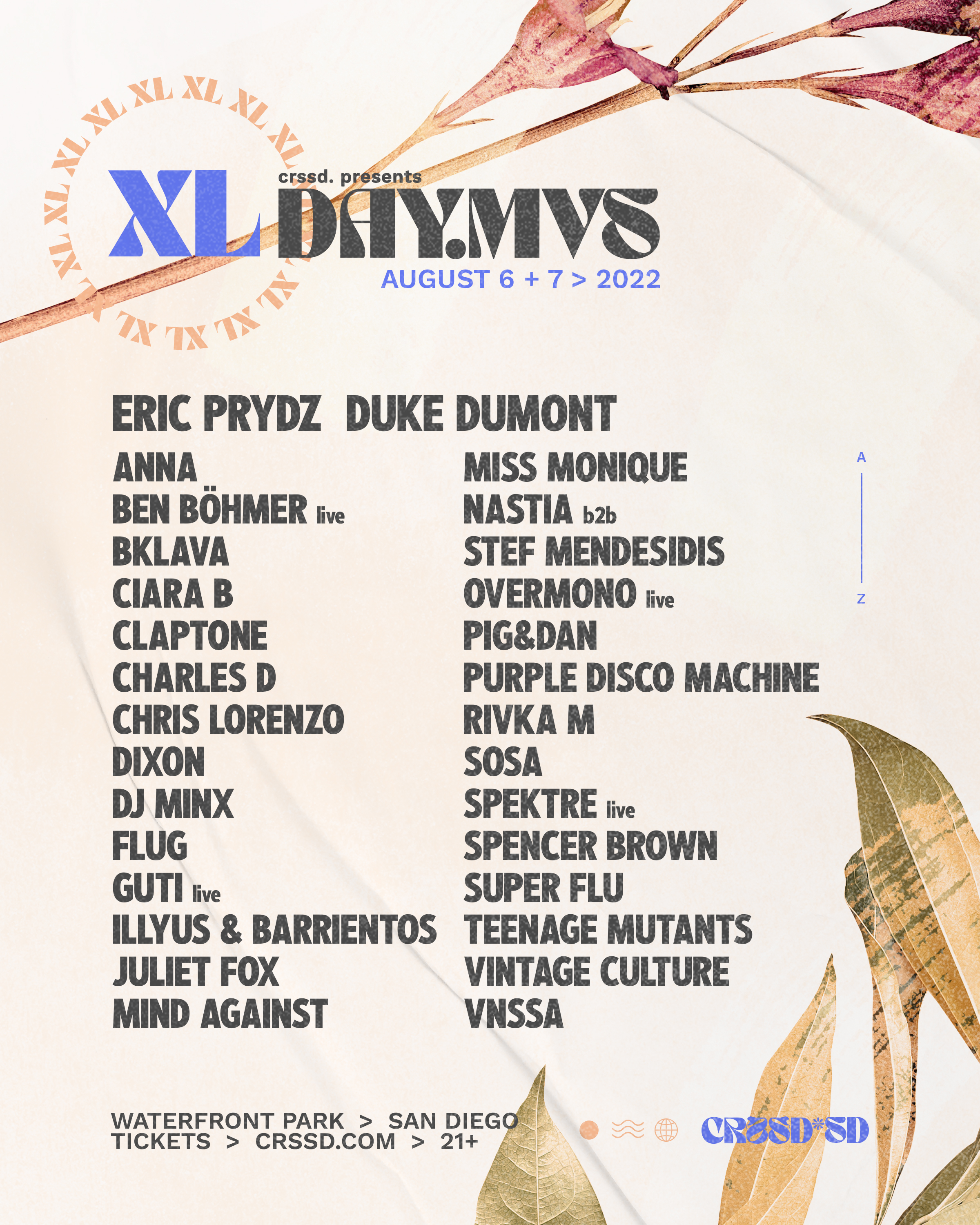 CRSSD presents DAY.MVS XL with Eric Prydz, Duke Dumont, Claptone