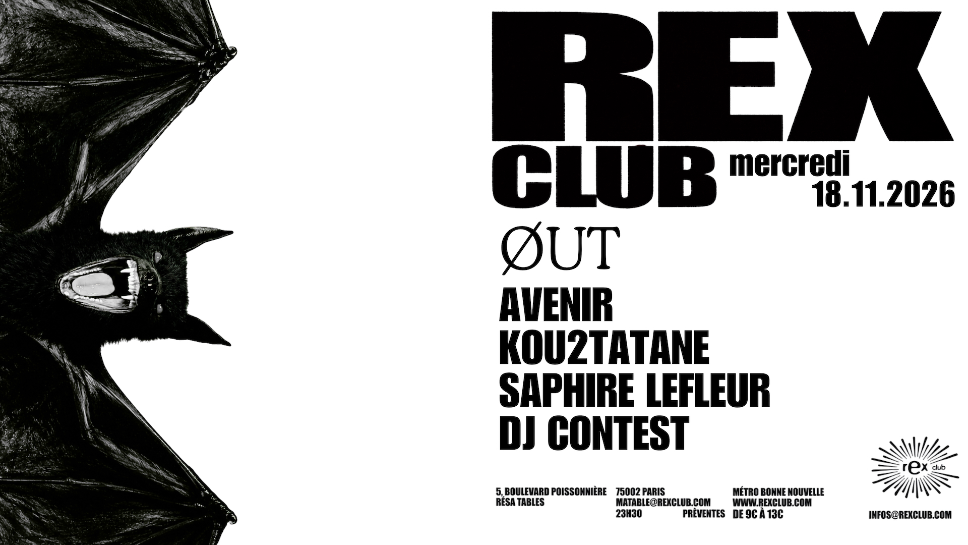 ØUT: Saphire LeFleur, Kou2tatane, Avenir - Rex Club