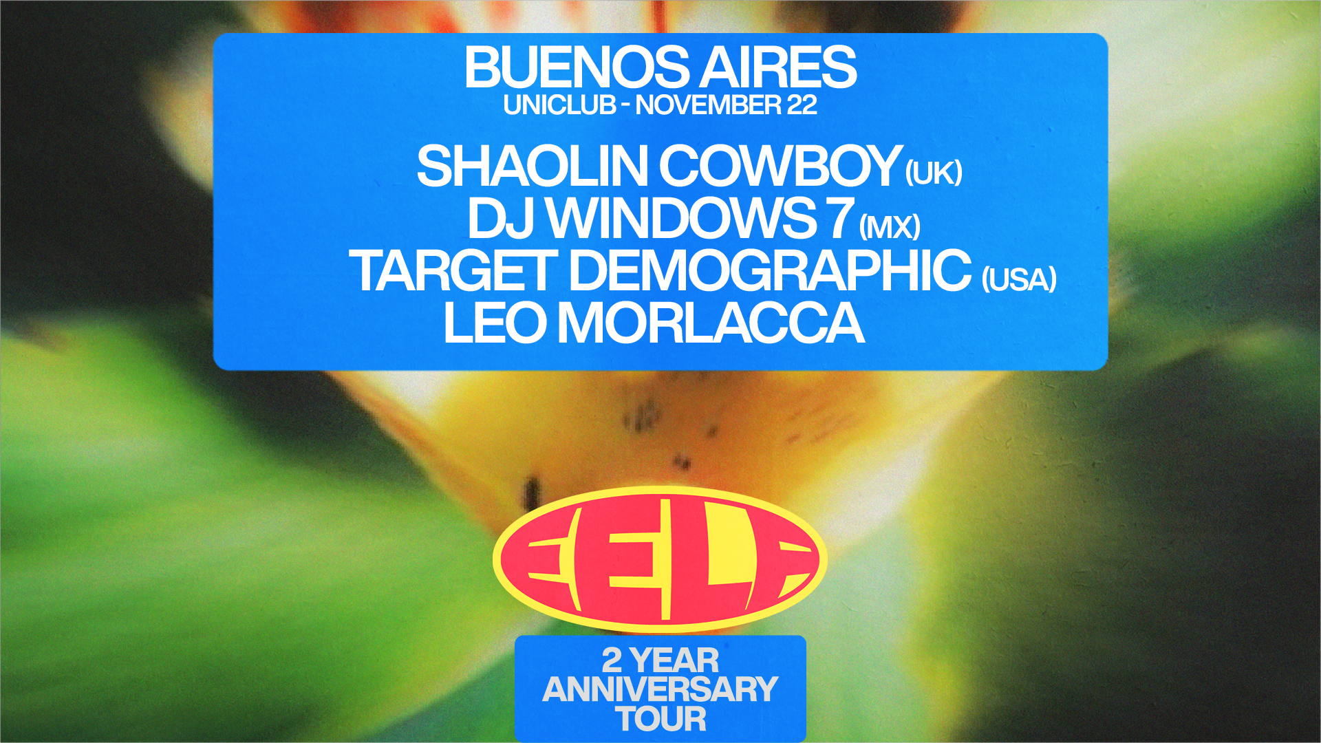 EELF Presents - Buenos Aires: Target Demographic (U.S), Shaolin Cowboy (U.K), DJ Windows 7 (MX)