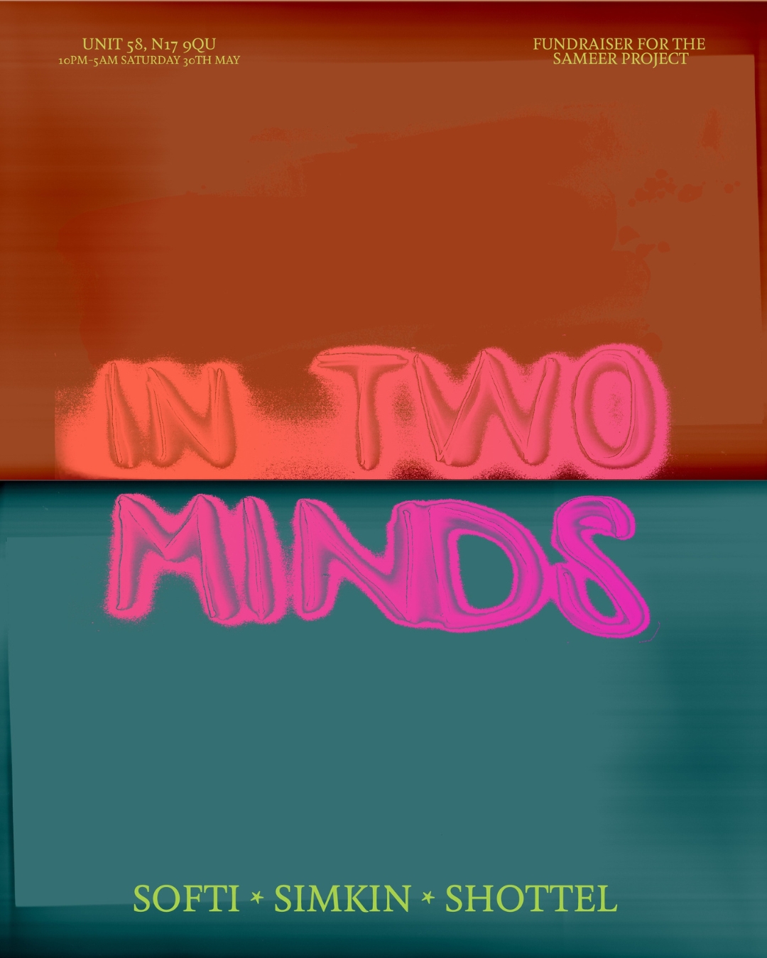 in two minds with Softi, simkin + shottel – fundraiser for The Sameer Project
