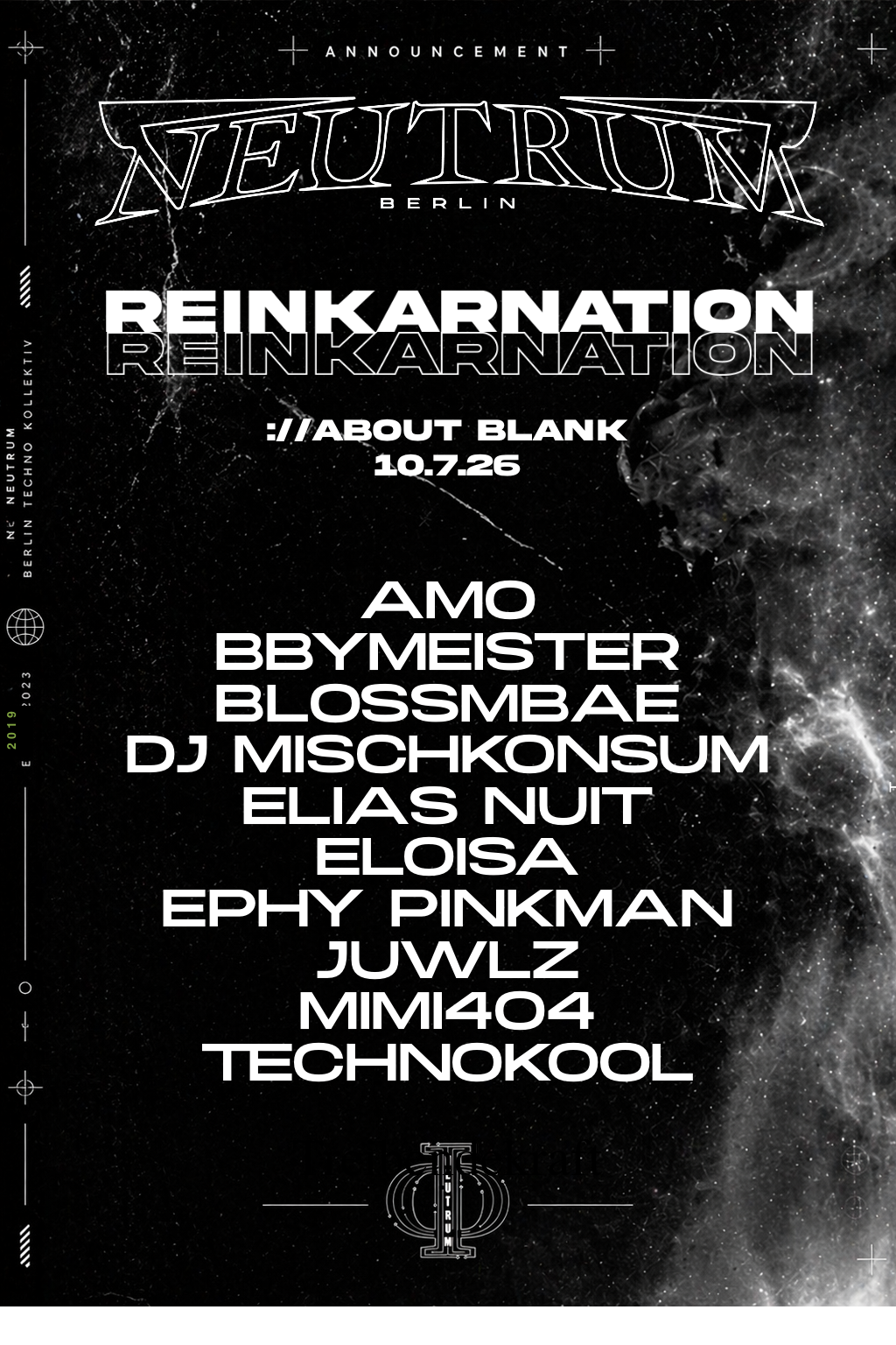REINKARNATION w. Ephy Pinkman, ELOISA, DJ Mischkonsum, Technokool, MIMI404, Amo