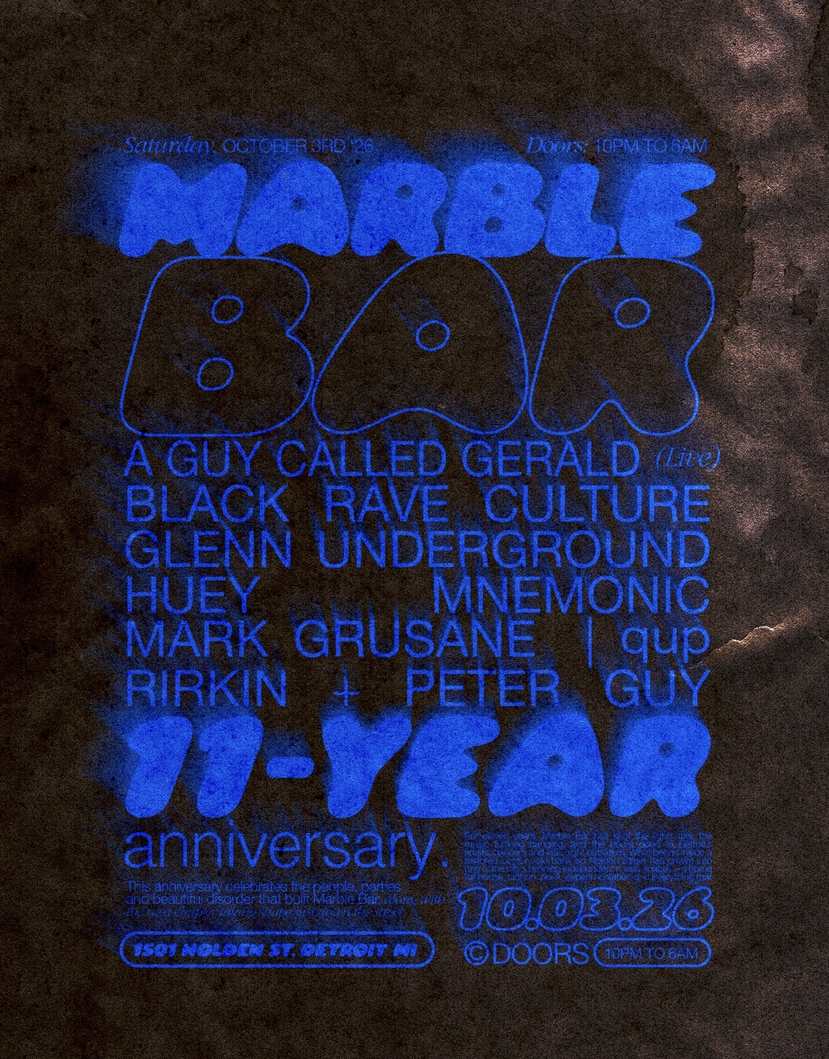 Marble Bar 11 Year Anniversary