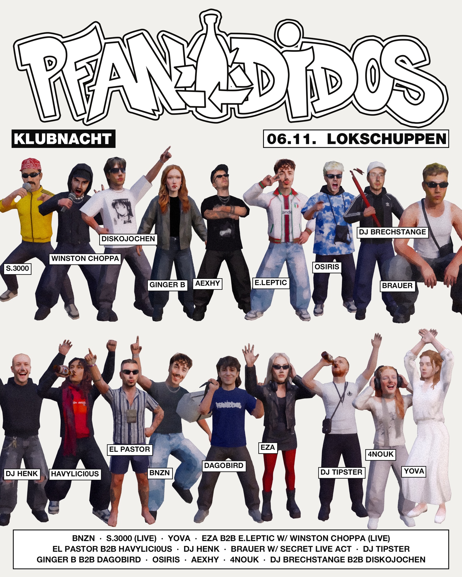 Pfandidos Klubnacht with S.3000 (LIVE), BNZN, DJ Henk & many more