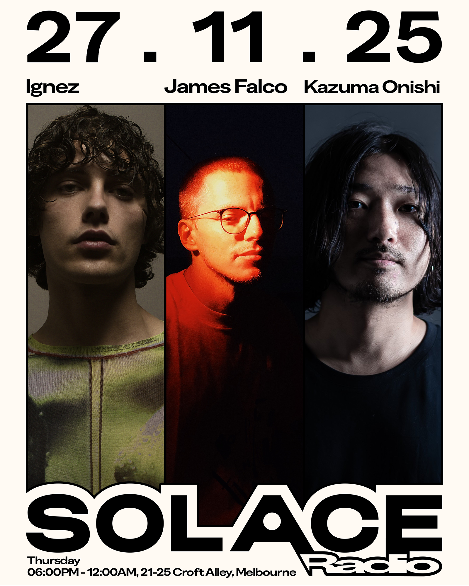Solace Radio W/ Ignez [NL] , James Falco [IT] & Kazuma Onishi