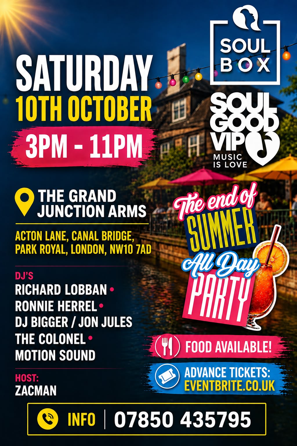 Soulbox & SoulGood VIP end of Summer day/night party at The Grand Junction Arms Acton