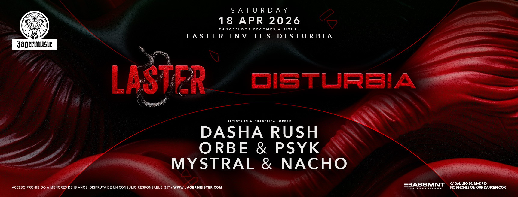 Laster invites DISTURBIA with Dasha Rush, ORBE & Psyk, MYSTRAL & Nacho