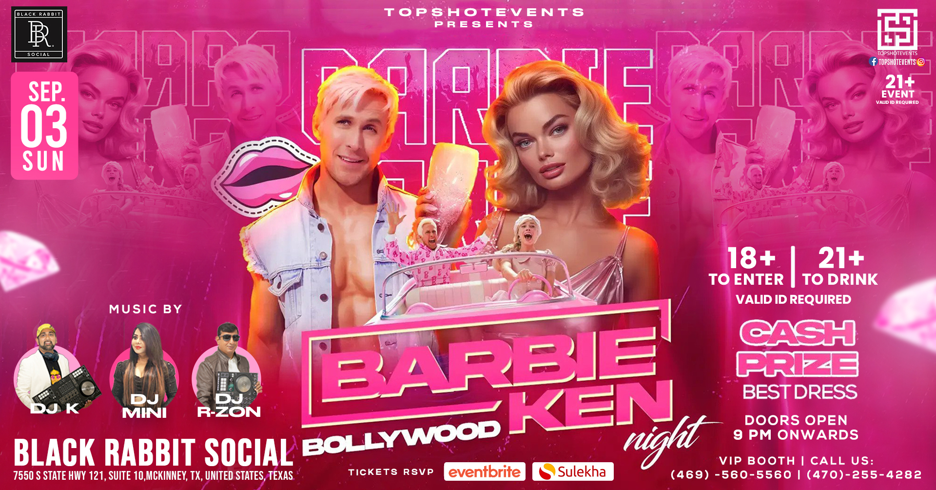 BARBIE KEN BOLLYWOOD NIGHT - CLUB Black Rabbit Social (Indoor and Rooftop)  at Black Rabbit Social, Texas