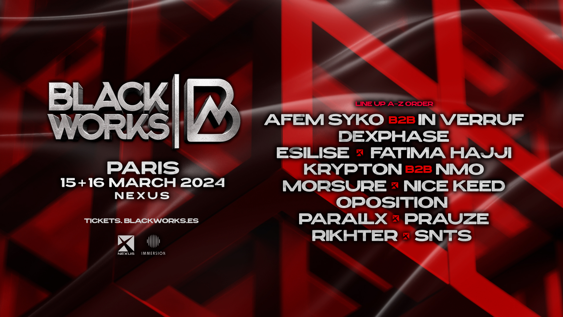 BlackWorks x IMMERSION: 15 & 16 MARS 2024