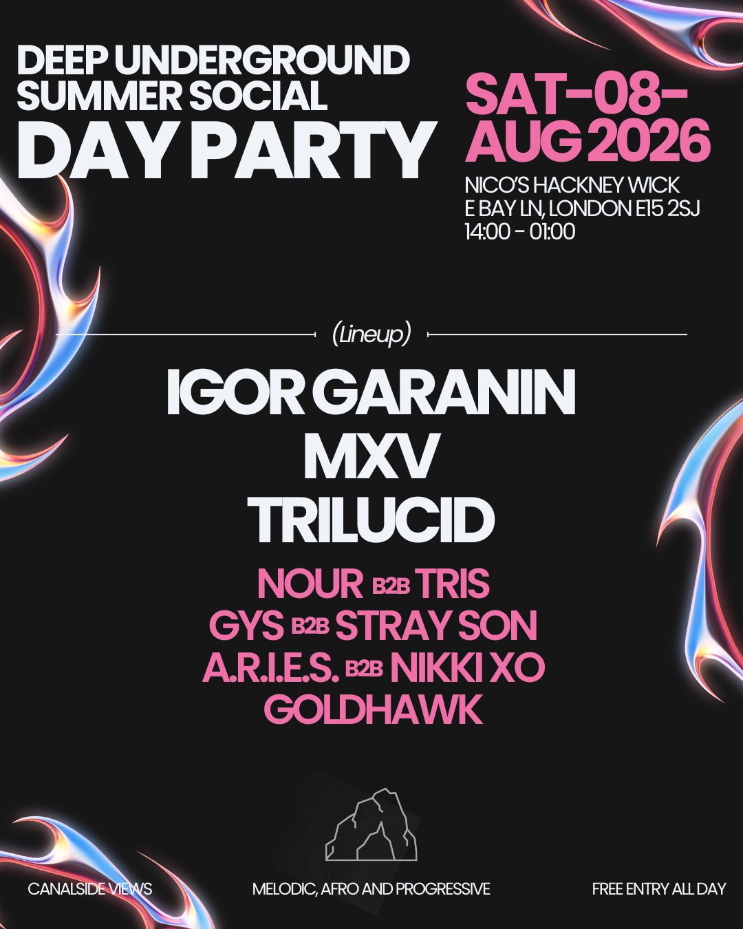 Deep Under Summer Social presents: Trilucid, MXV & Igor Garanin (Anjunadeep / Colorize) at Nico's Bar at Hackney Bridge