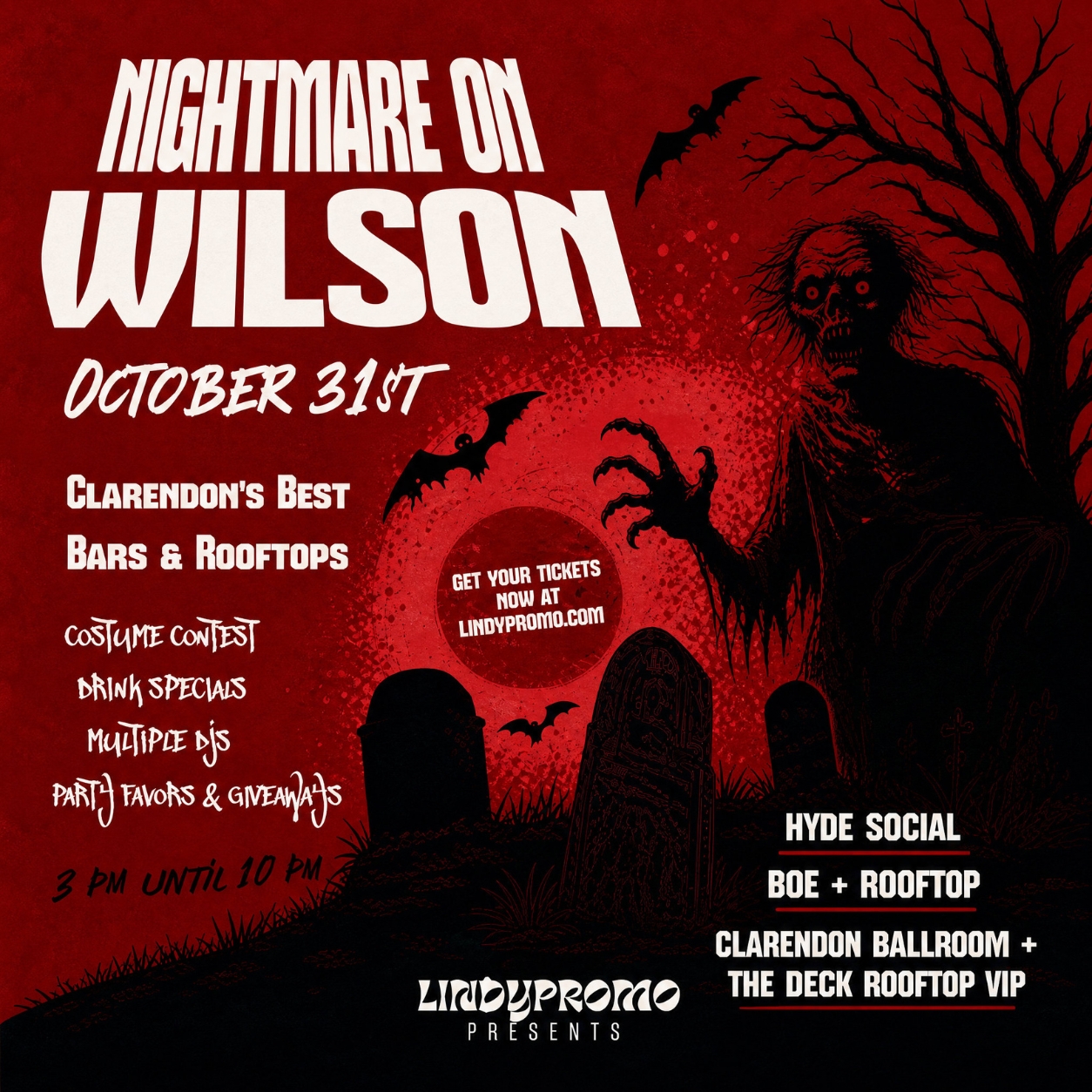 Clarendon's Nightmare on Wilson Halloween Bar Crawl 10/31