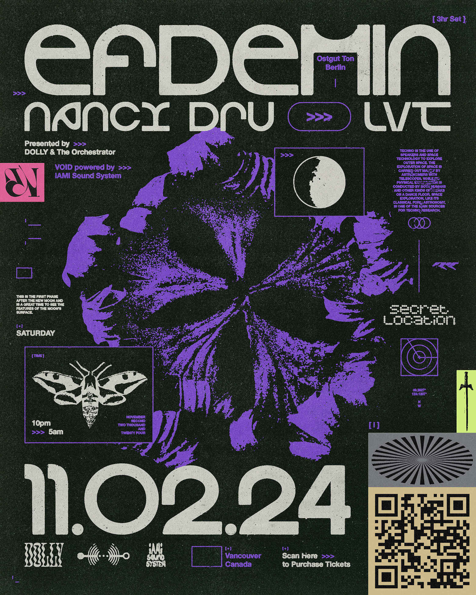 Halloween with Efdemin, Nancy Dru and LVT flyer
