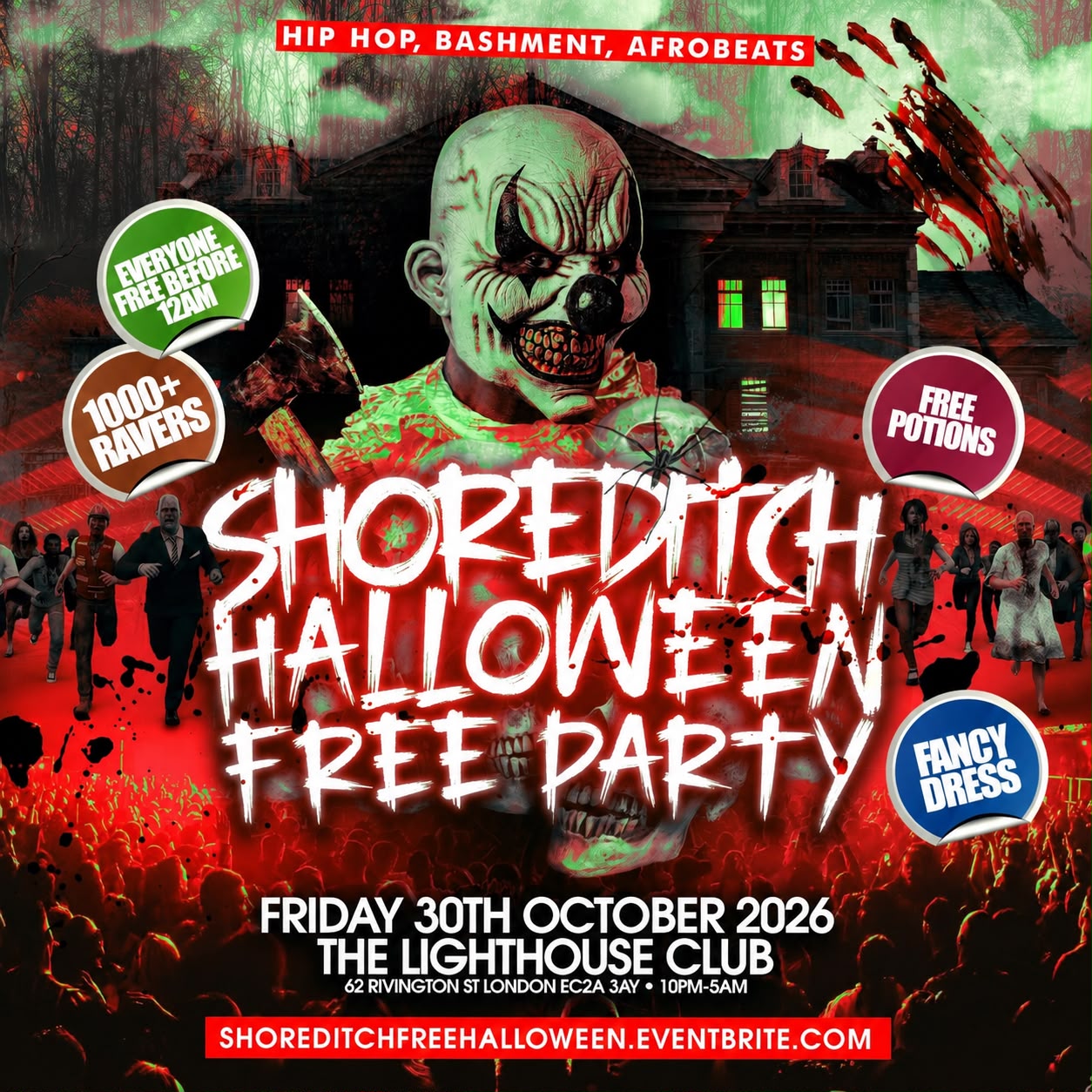 Halloween Shoreditch Free Party - Everyone Free Before 12AM