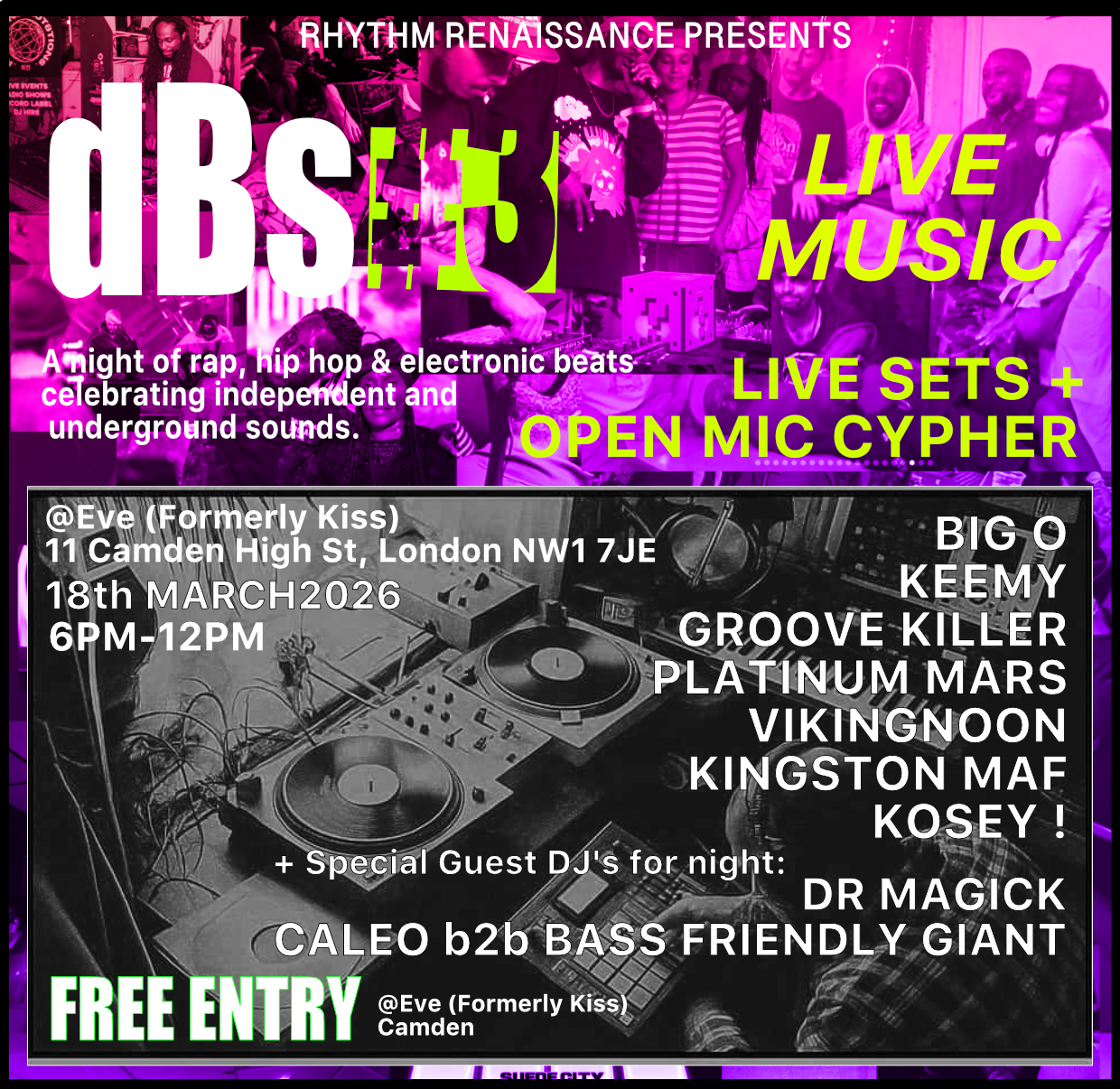 dBs3: Live Beats, Rap & Open Mic Cypher