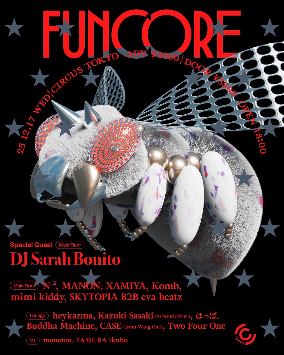 DJ Sarah Bonito with FUNCORE at Circus Tokyo, Tokyo