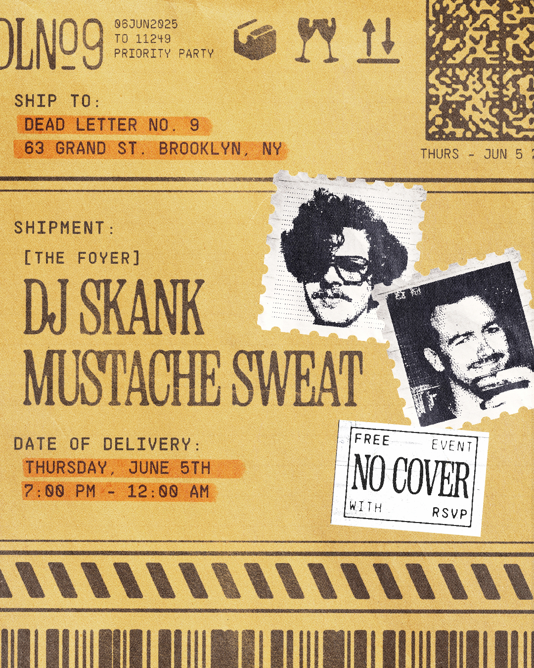 DJ Skank + Mustache Sweat at Dead Letter No.9 at Cargo