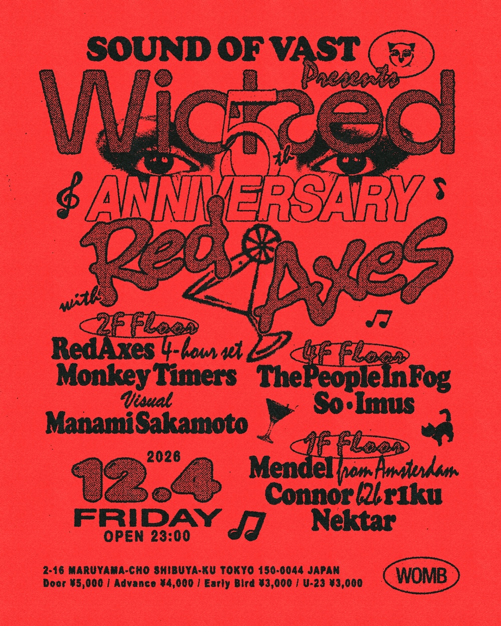 WICKED 5TH ANNIVERSARY WITH Red Axes 4-HOUR SET (HOUSE / DISCO) flyer