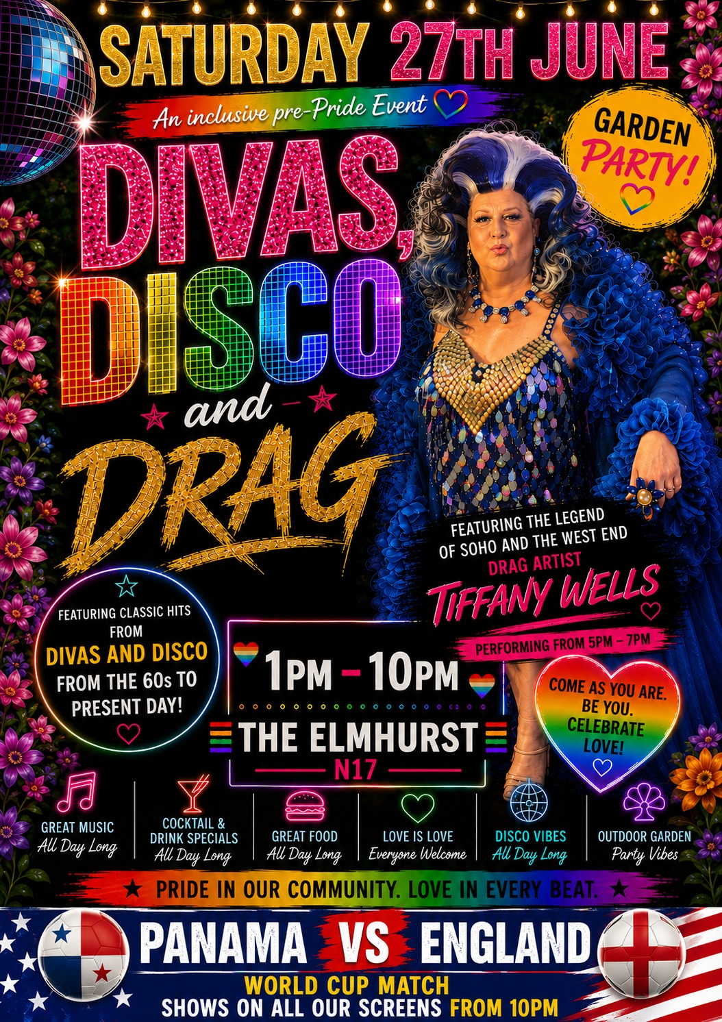 Divas, Disco & Drag/ England v Panama