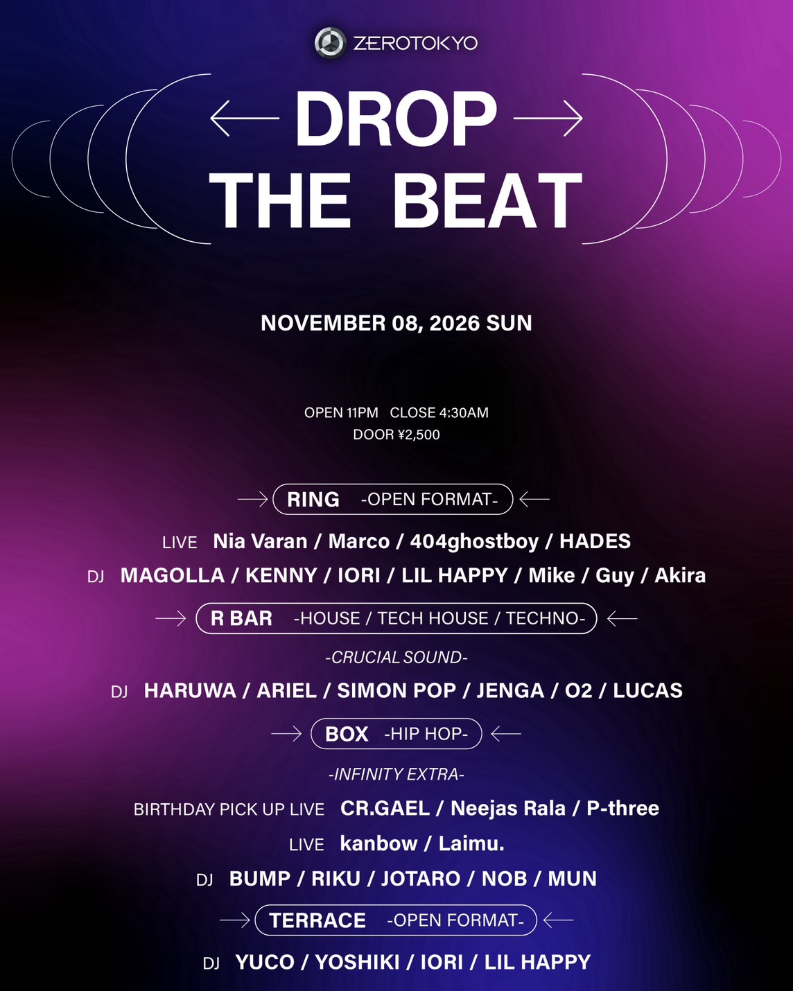 DROP THE BEAT - HOUSE / TECH HOUSE / TECHNO / HIPHOP - flyer