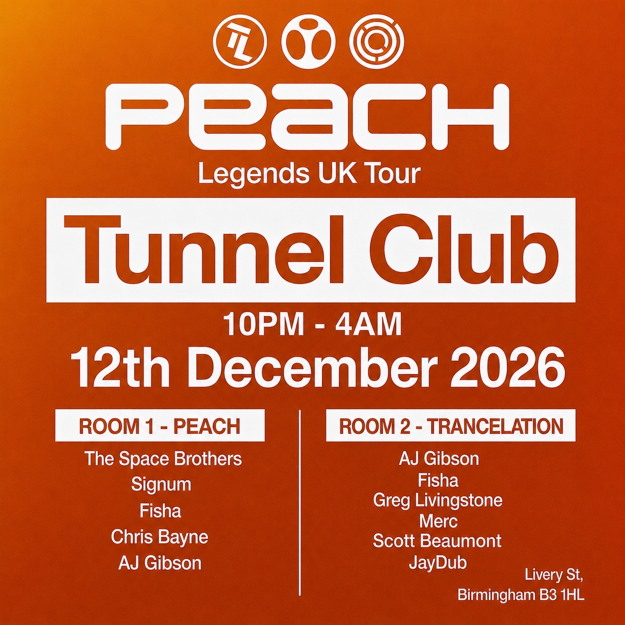 Peach Legends UK Tour - Tunnel Club, Birmingham