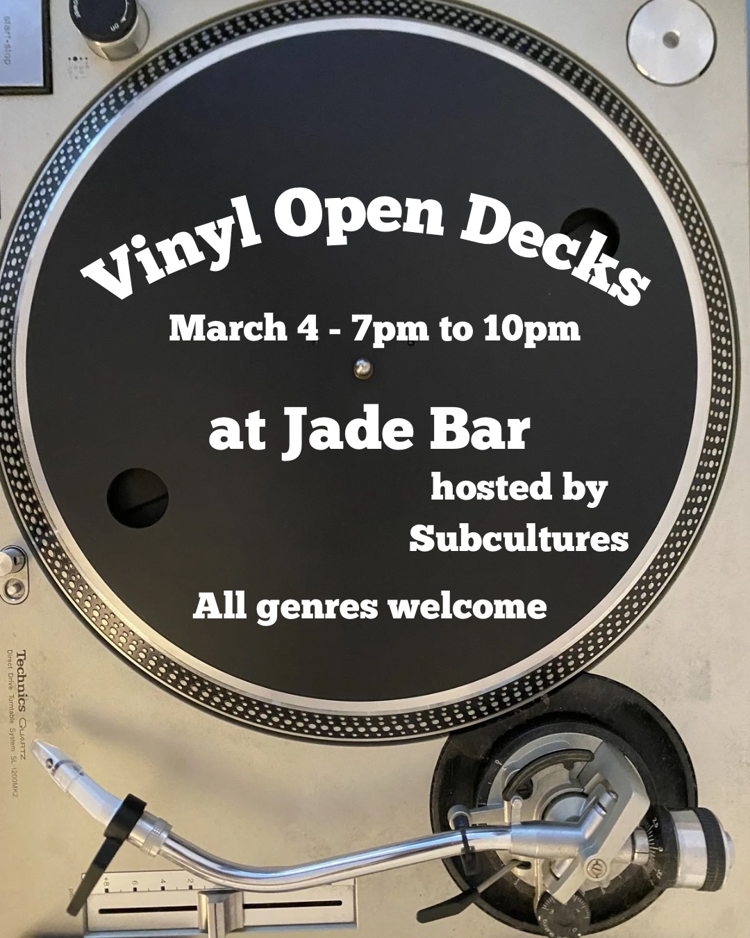 Vinyl Open Decks, hosted by Subcultures