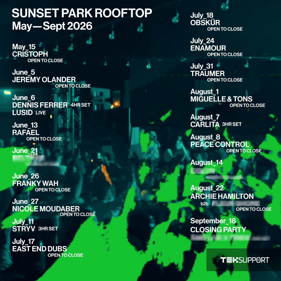 Teksupport: Artists TBA (Rooftop closing party)