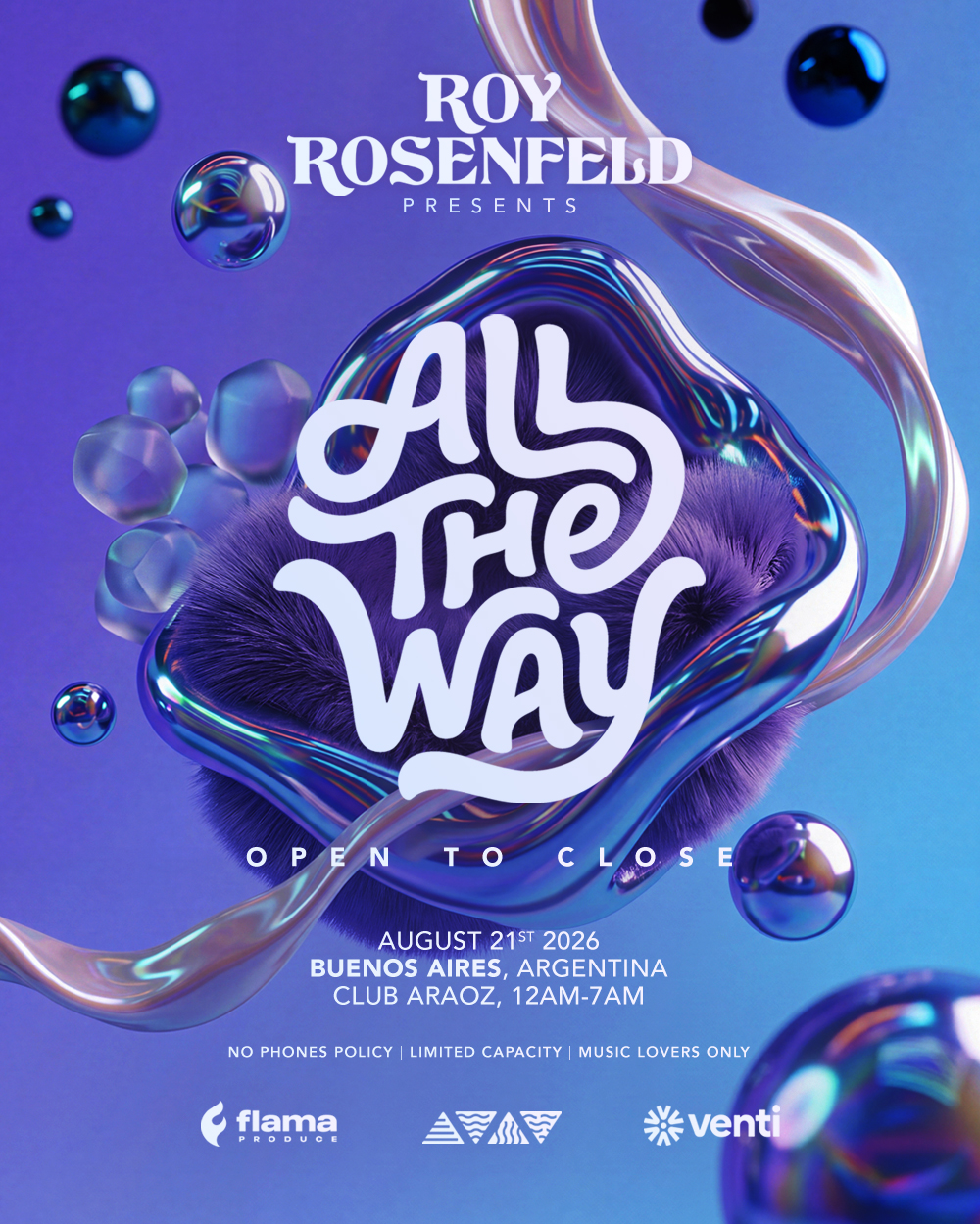 Roy Rosenfeld pres. All The Way x Elements & Flama, Club Araoz, Palermo Buenos Aires