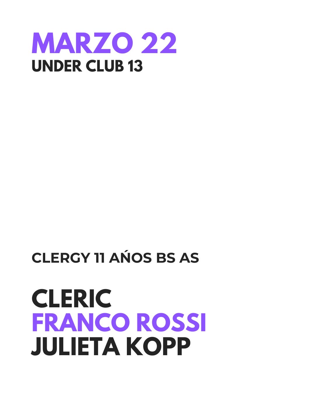 ANIVERSARIO 13 - Cleric - Franco Rossi - Julieta Kopp